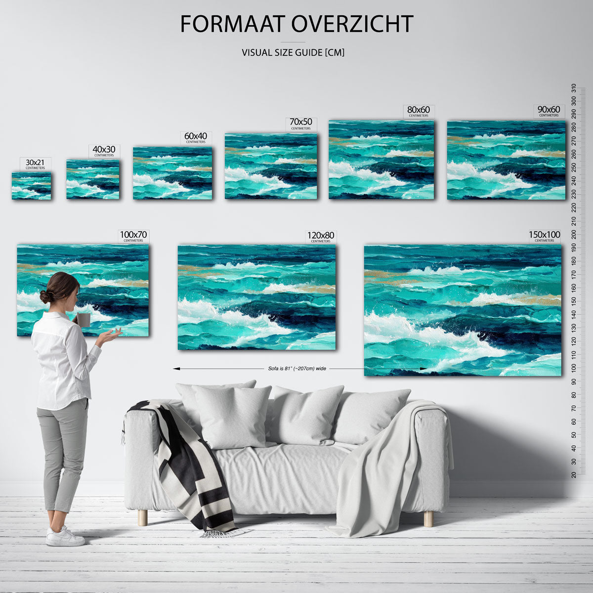 Golven in blauw Poster