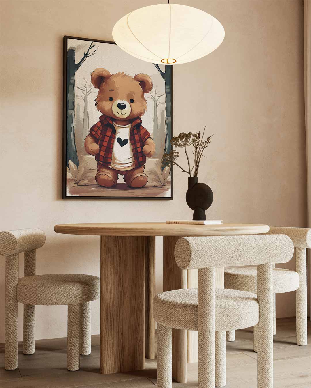Knuffelbeer in het Bos Kunstwerk-canvas-dibond-plexiglas-wanddecoratie-WallArtistic