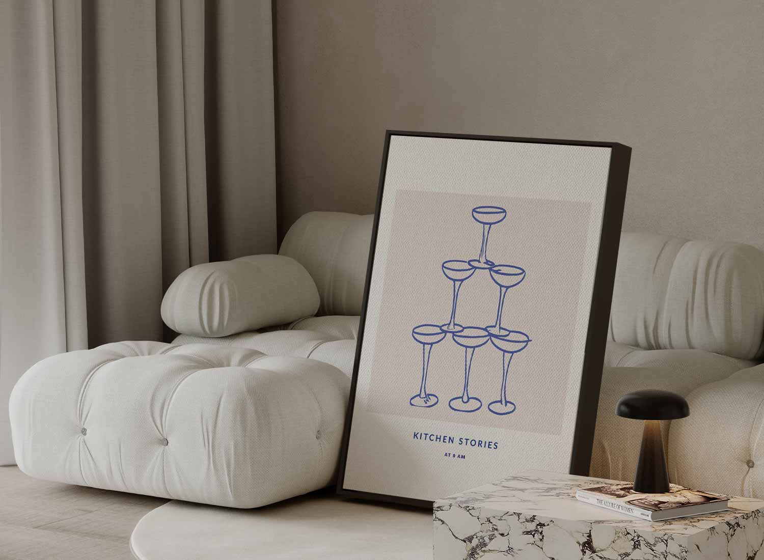 Champagneglas Piramide Illustratie Kunstwerk-canvas-dibond-plexiglas-wanddecoratie-WallArtistic