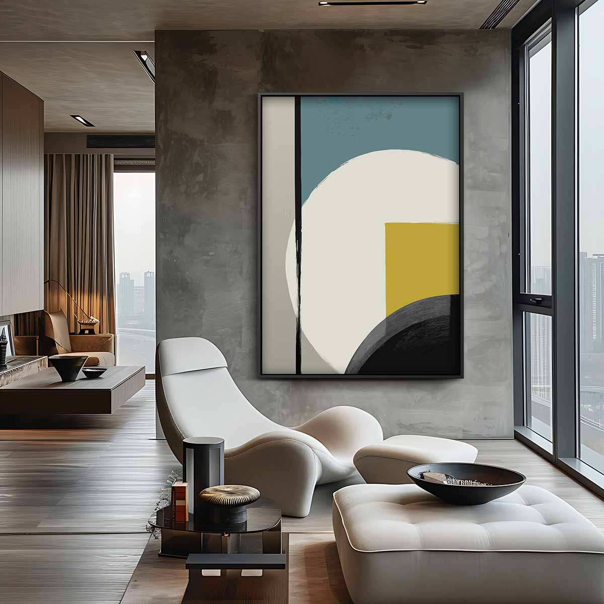 Moderne Abstracte Compositie Kunstwerk-canvas-dibond-plexiglas-wanddecoratie-WallArtistic