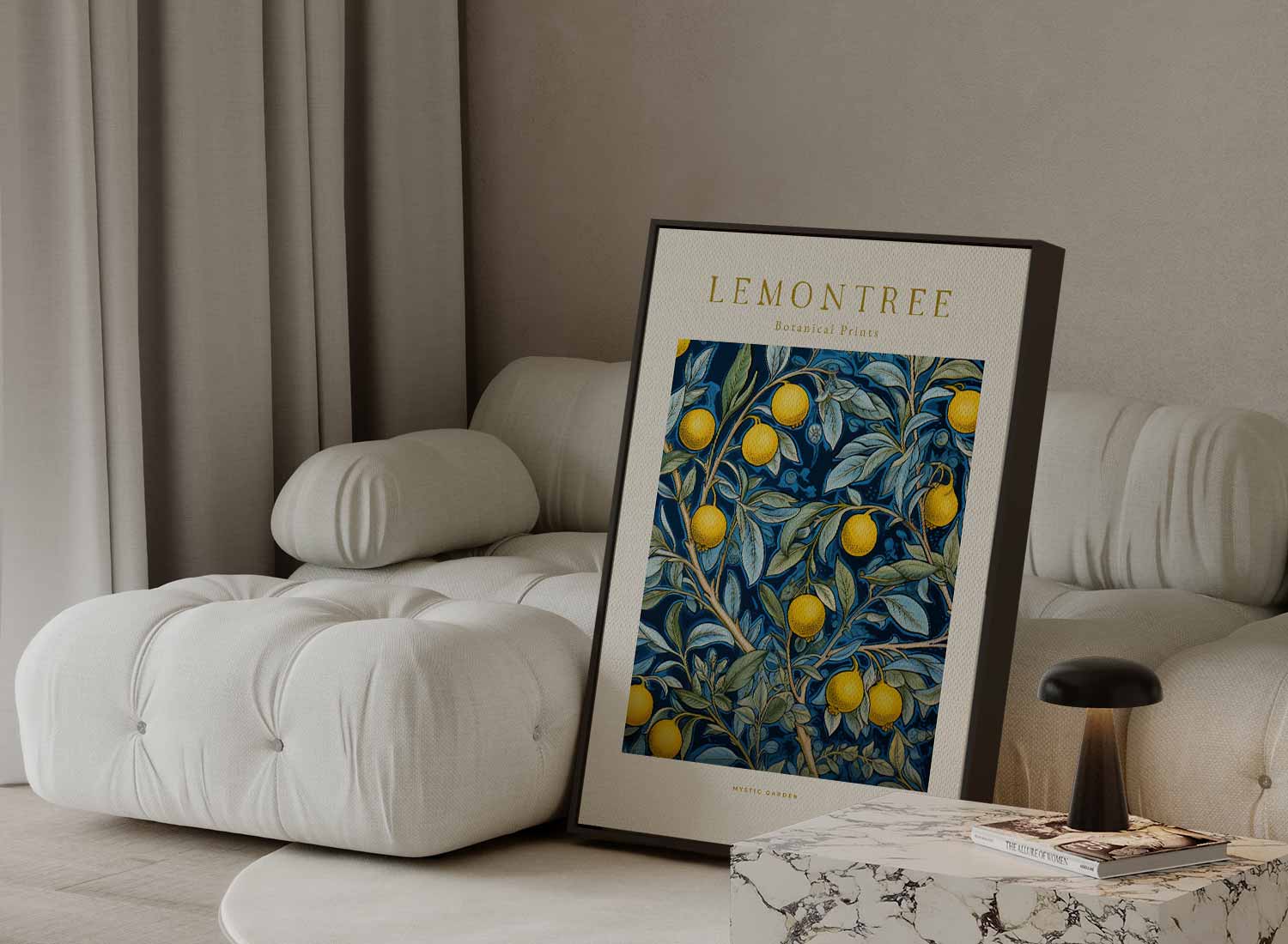 Botanische Citroenprint Kunstwerk-canvas-dibond-plexiglas-wanddecoratie-WallArtistic