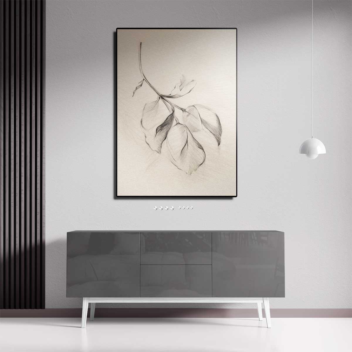Eenvoudige Bladtekening Kunstwerk-canvas-dibond-plexiglas-wanddecoratie-WallArtistic