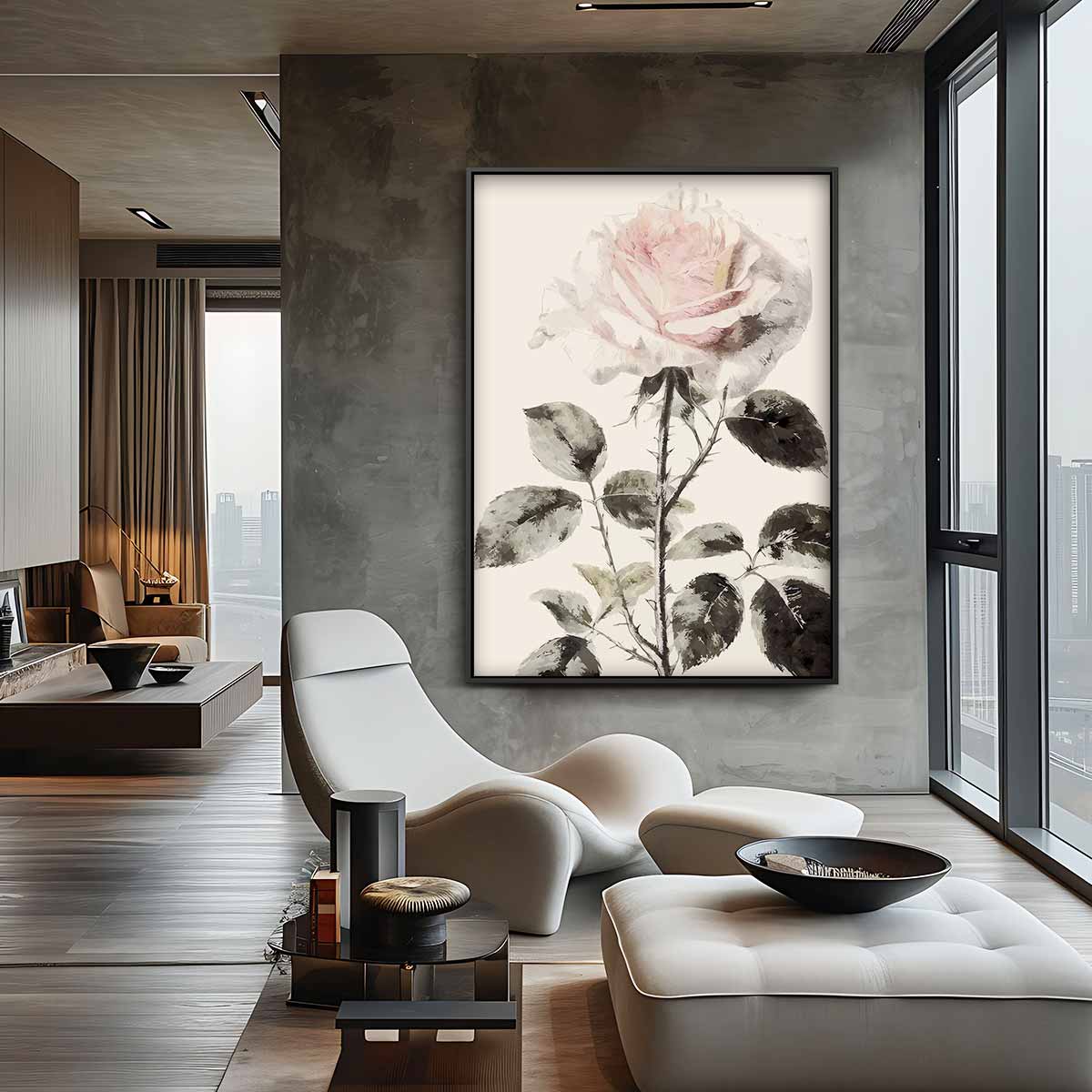 Romantische Roos op Linnen Kunstwerk-canvas-dibond-plexiglas-wanddecoratie-WallArtistic
