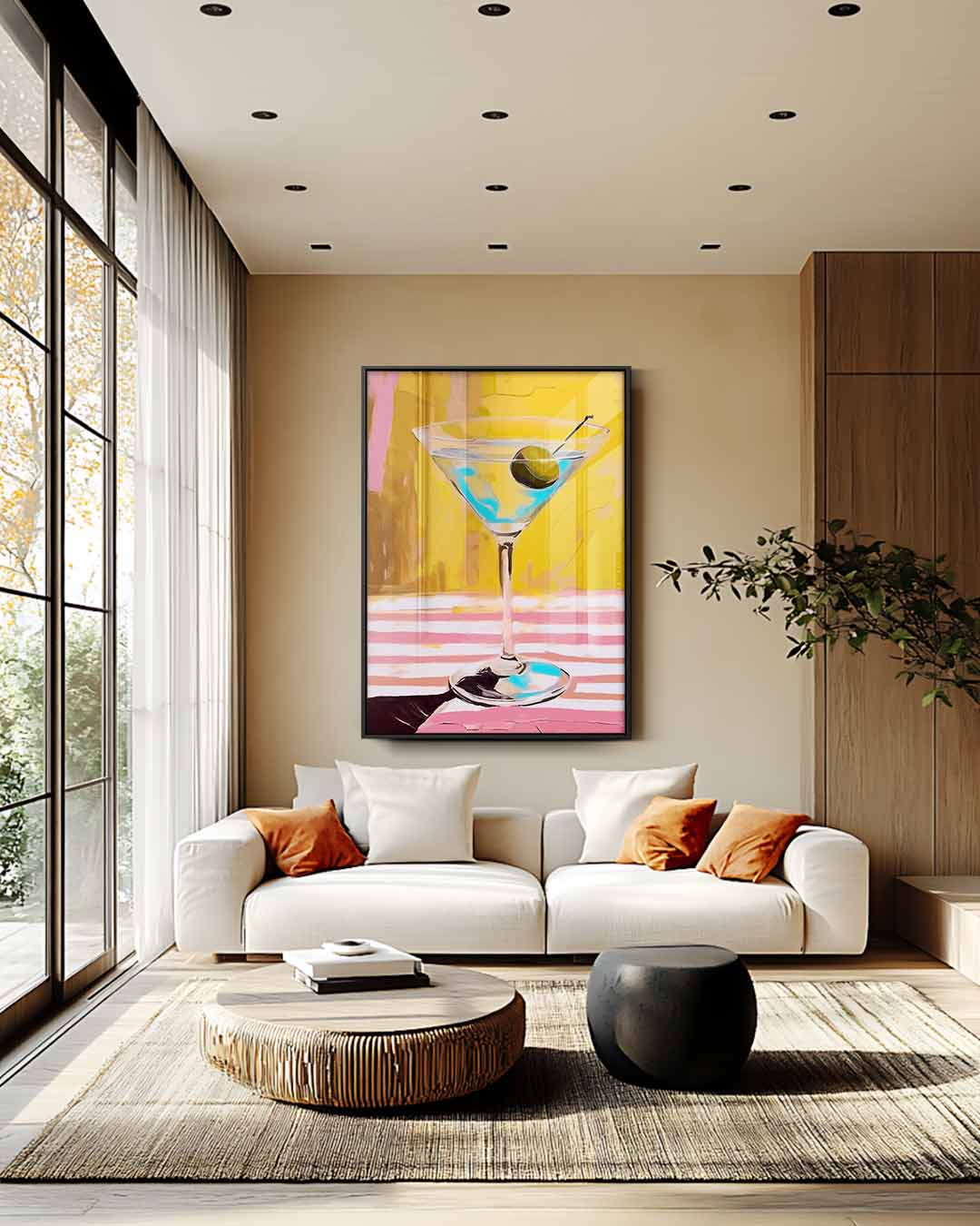 Stijlvolle Martini Illustratie Kunstwerk-canvas-dibond-plexiglas-wanddecoratie-WallArtistic