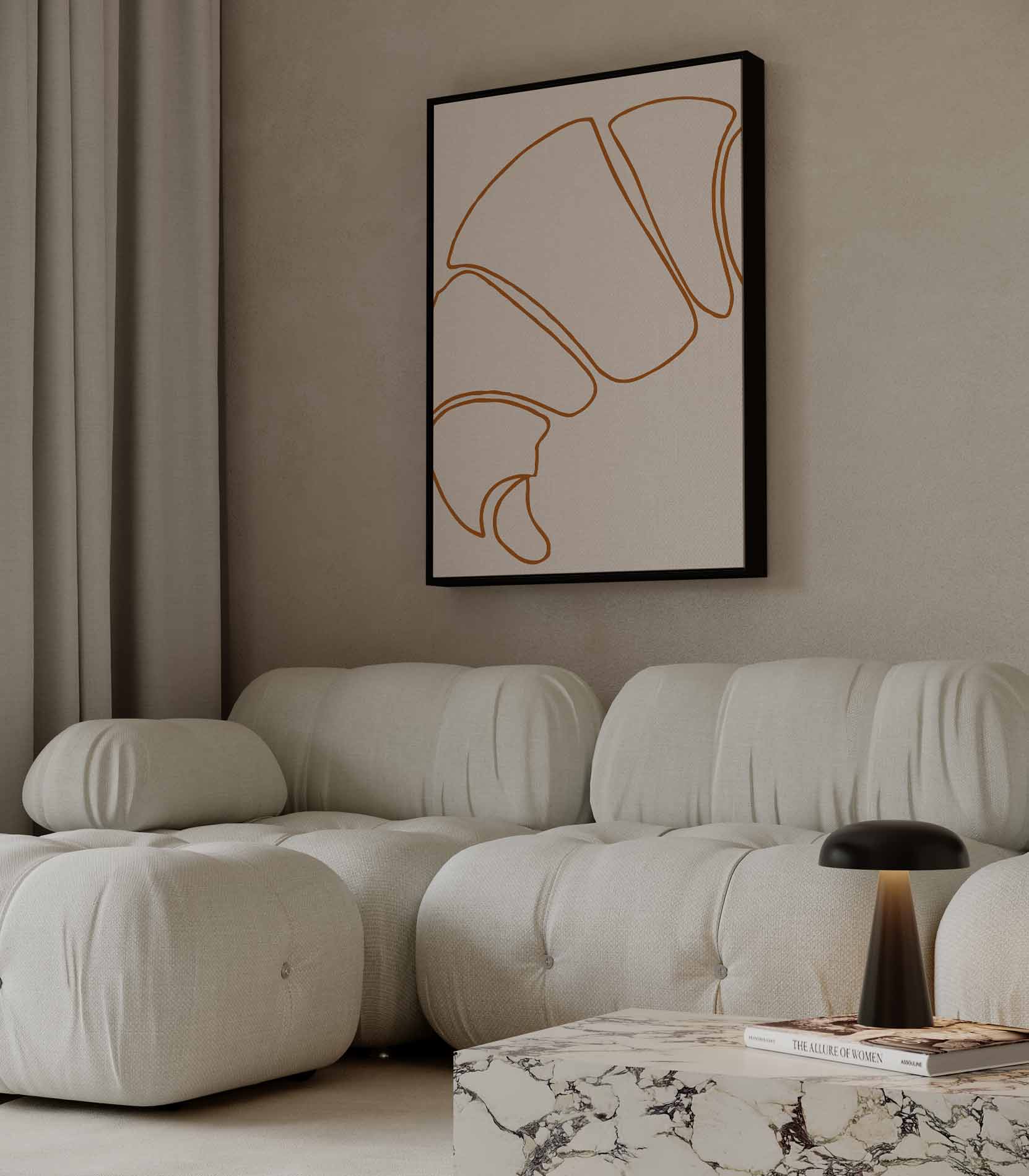 Simpele Croissant Sketch Kunstwerk-canvas-dibond-plexiglas-wanddecoratie-WallArtistic