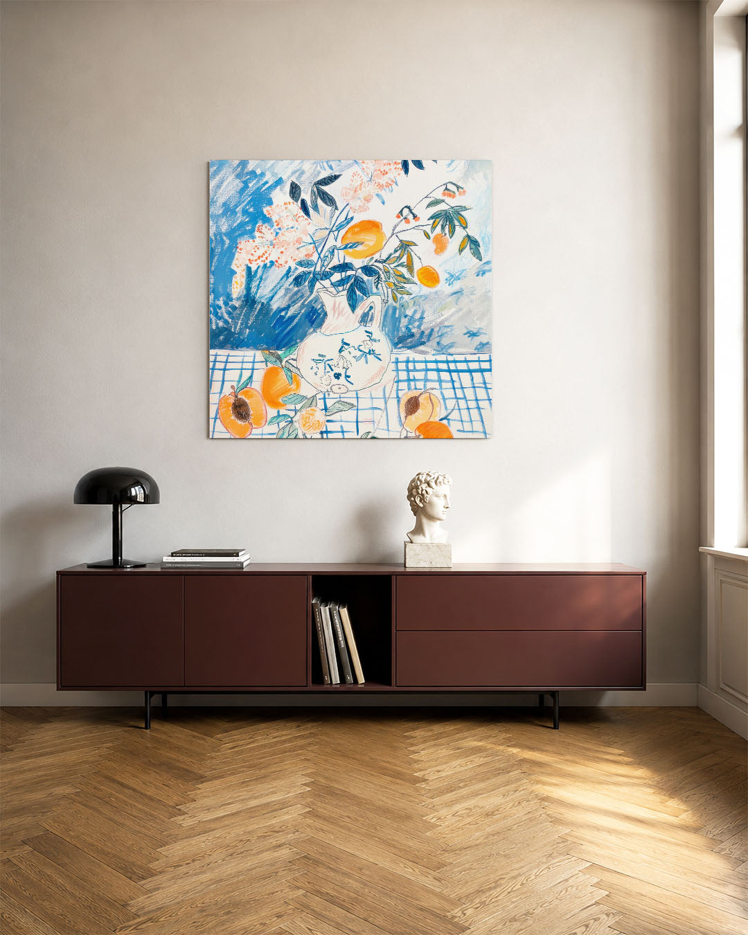 Vaas met perziken Kunstwerk
