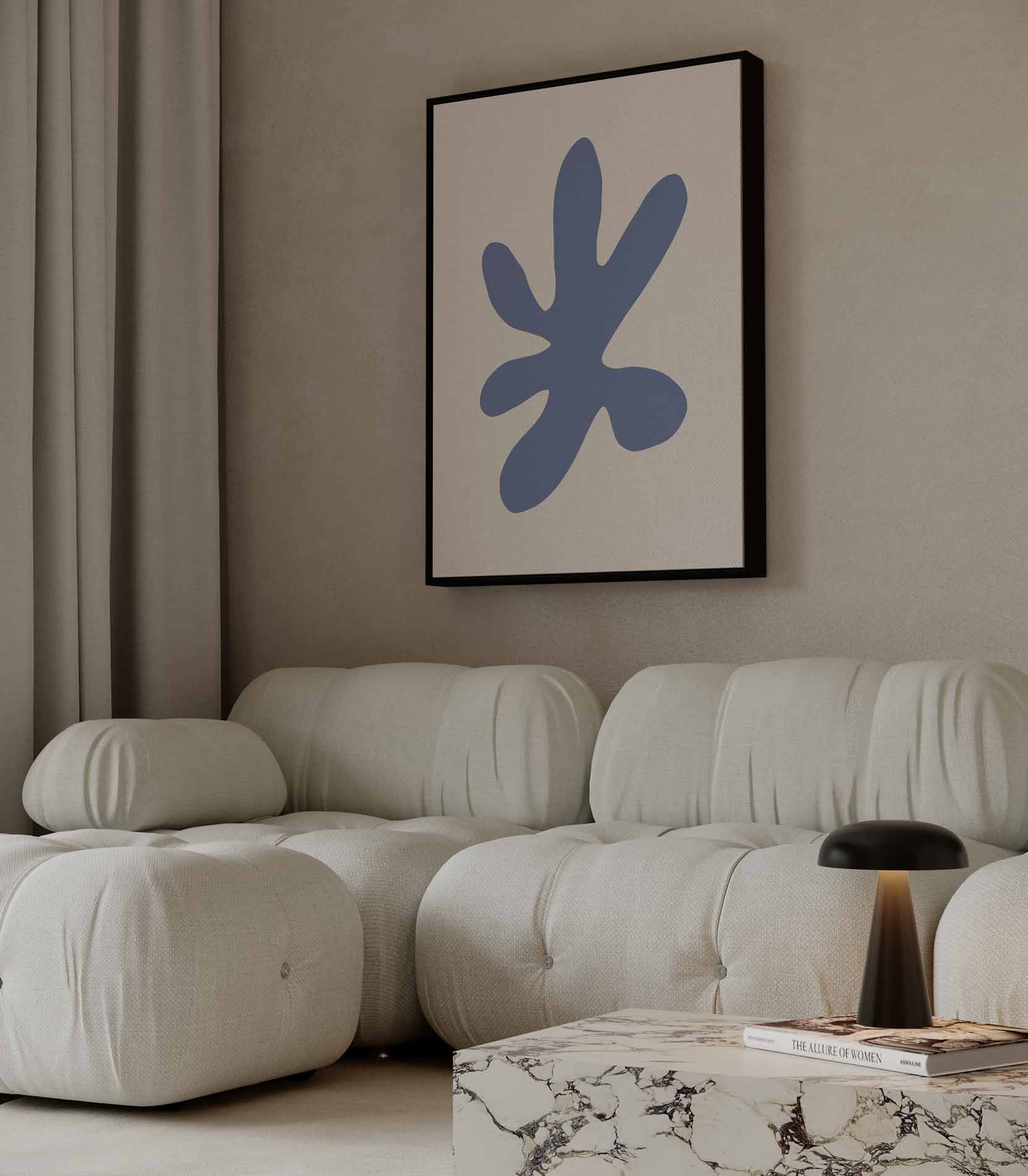 Blauwe Organische Vorm Kunstwerk-canvas-dibond-plexiglas-wanddecoratie-WallArtistic