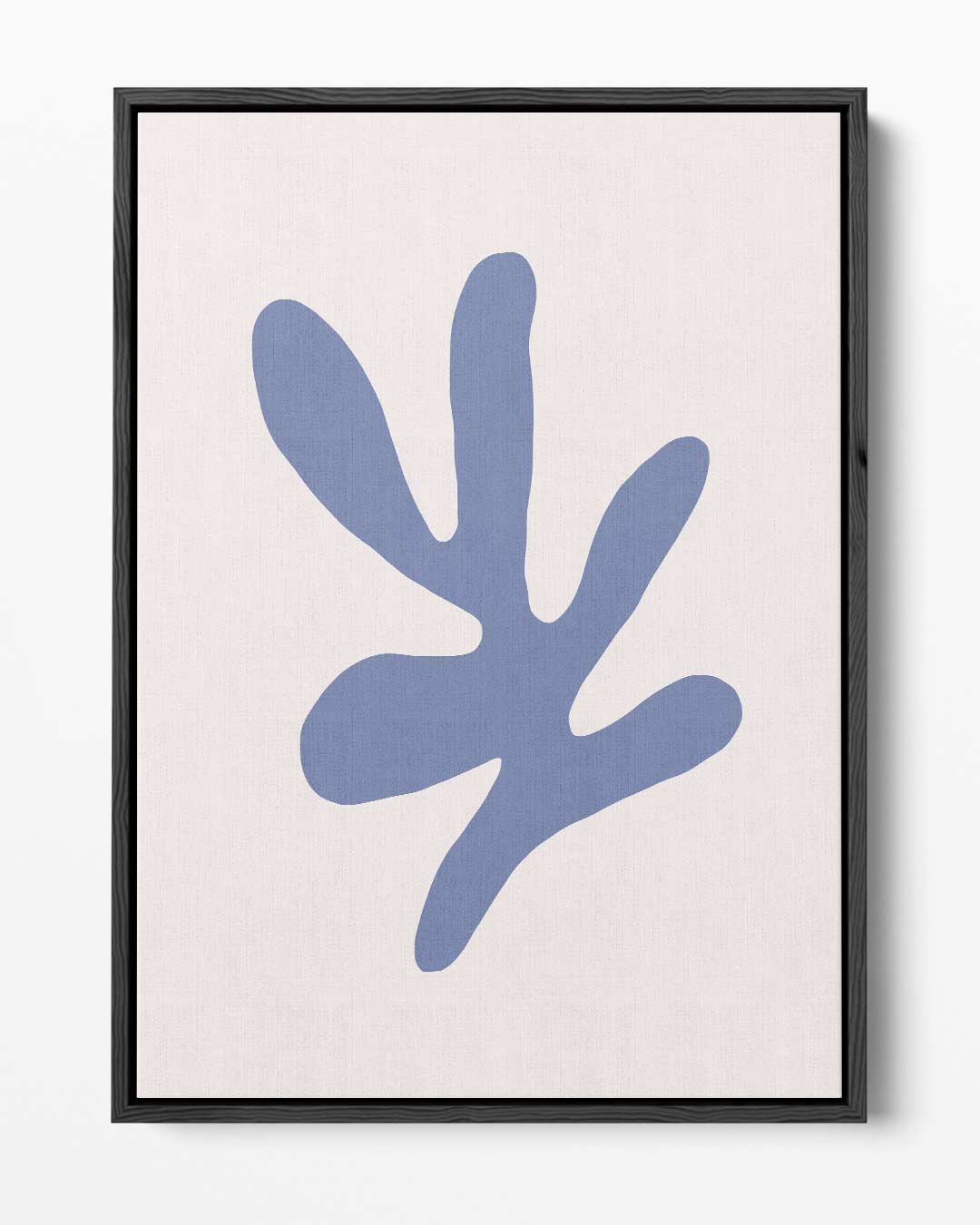 Abstracte Blauwe Vorm op Beige Kunstwerk-canvas-dibond-plexiglas-wanddecoratie-WallArtistic