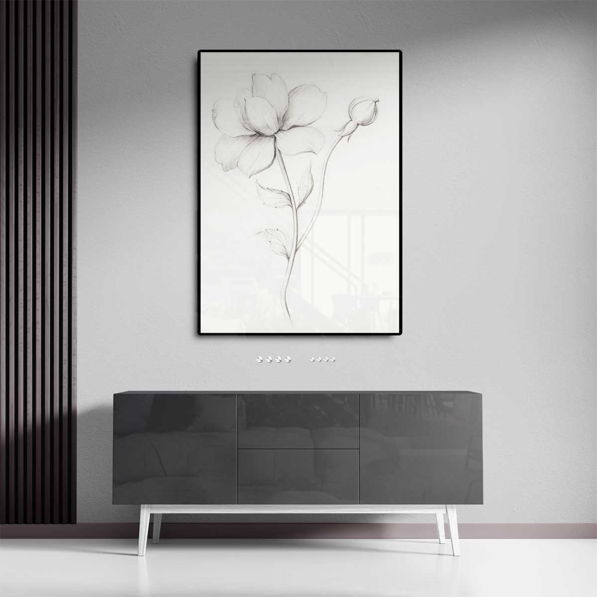 Elegante Bloemen Schets Kunstwerk-canvas-dibond-plexiglas-wanddecoratie-WallArtistic