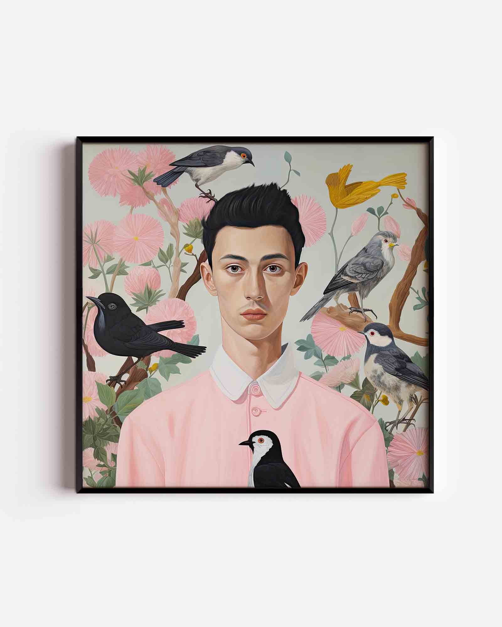Man met vogels Poster