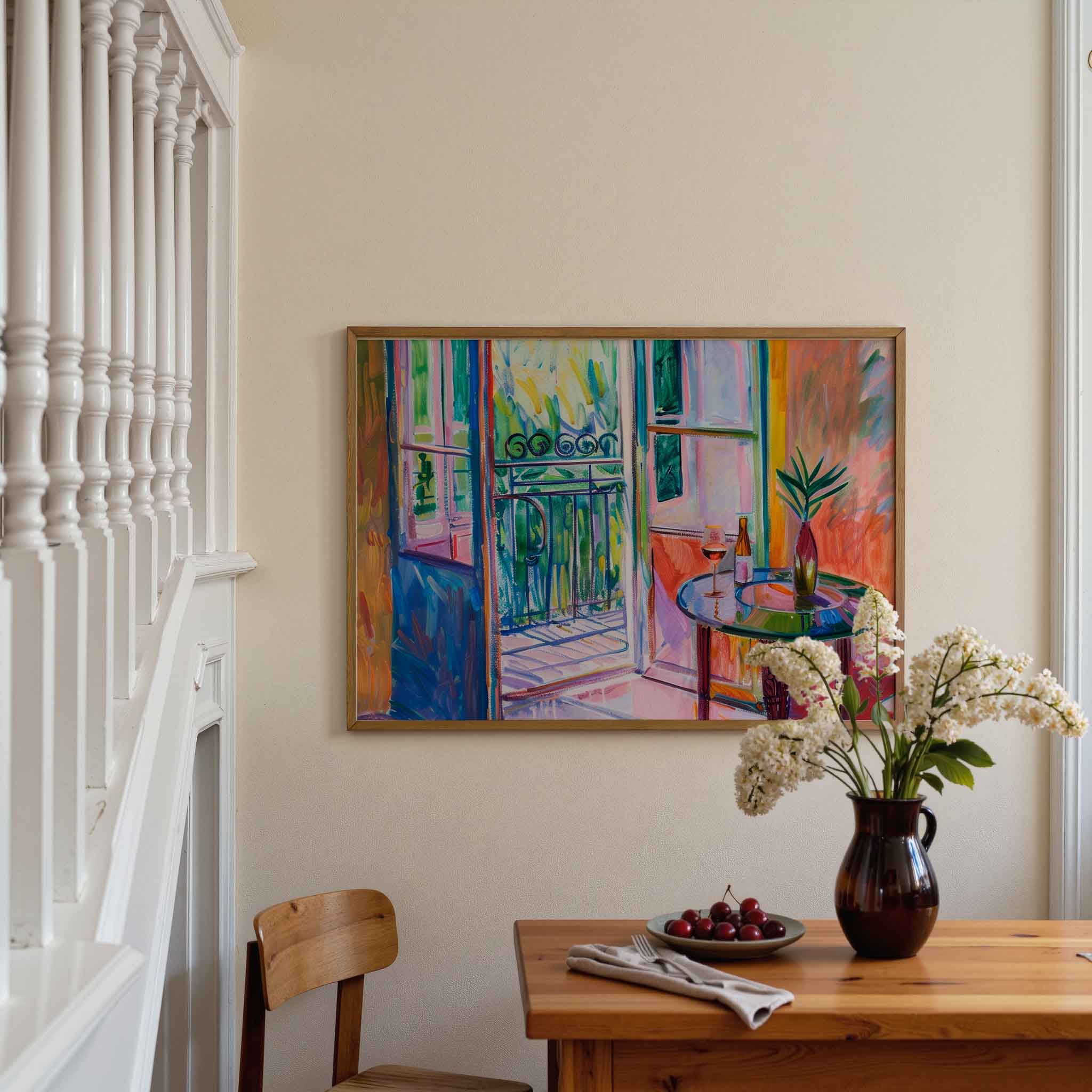 Balkon met tafel Poster