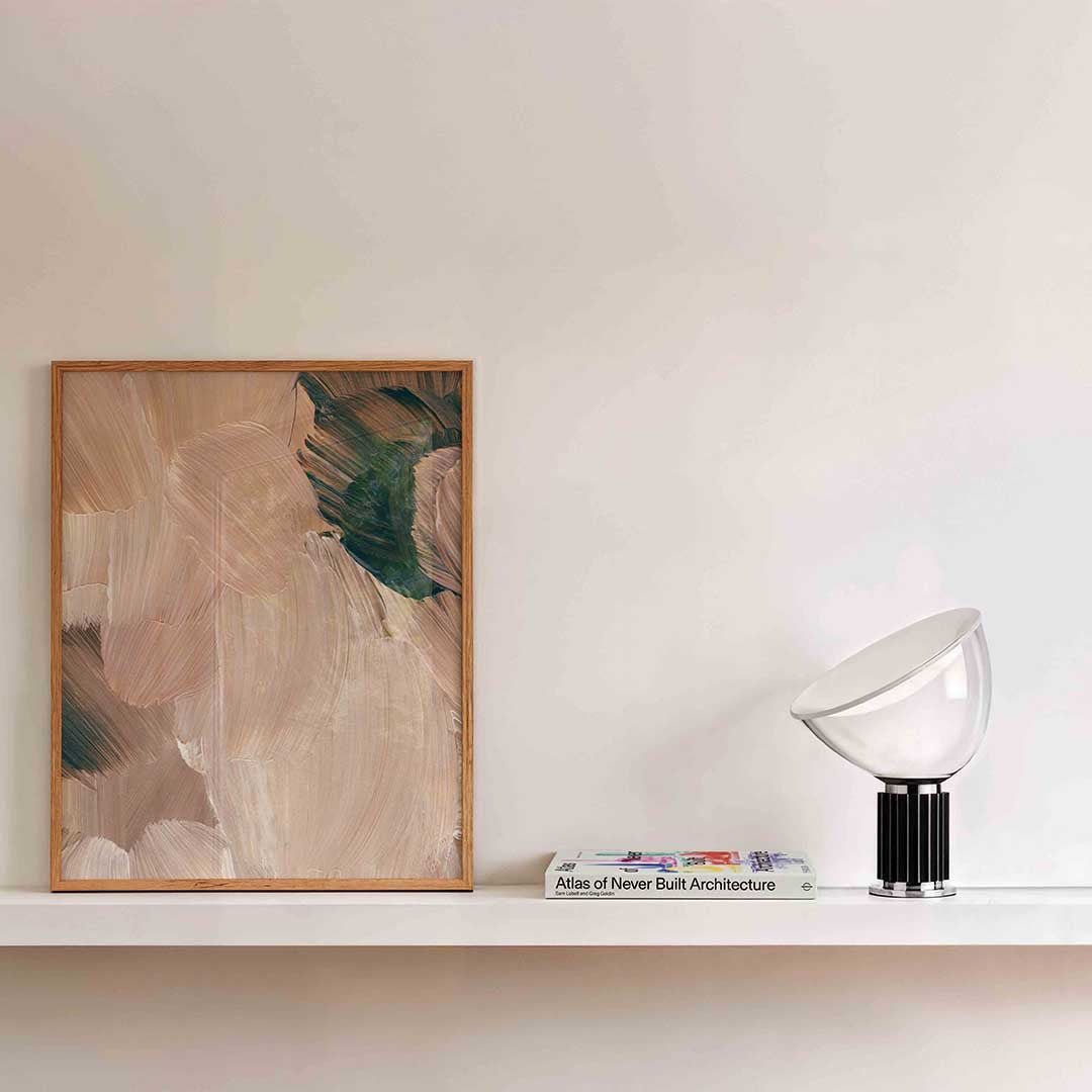 Beige en groene penseelstreken Poster