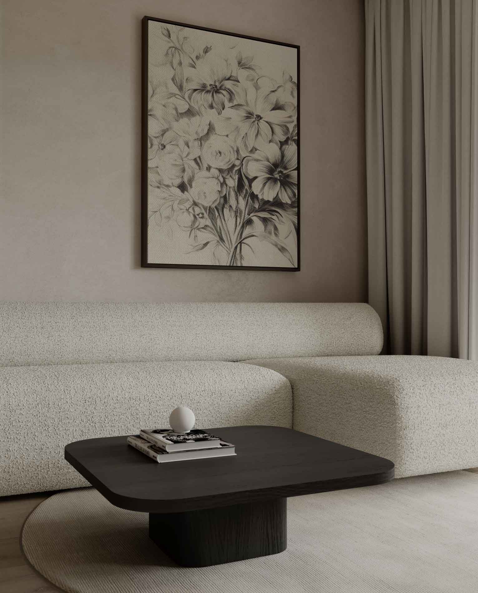 Elegante Bloemenpracht in Potlood Kunstwerk-canvas-dibond-plexiglas-wanddecoratie-WallArtistic