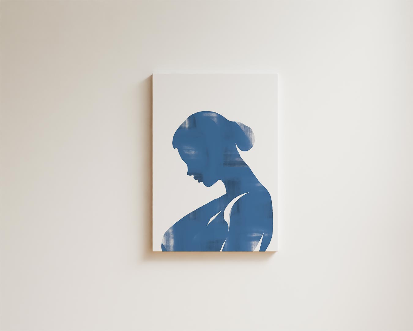 Elegante Blauwe Silhouet Kunstwerk-canvas-dibond-plexiglas-wanddecoratie-WallArtistic
