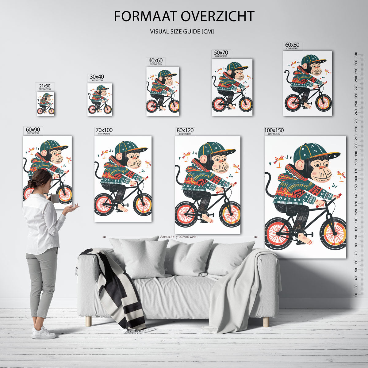 Aap op fiets Poster