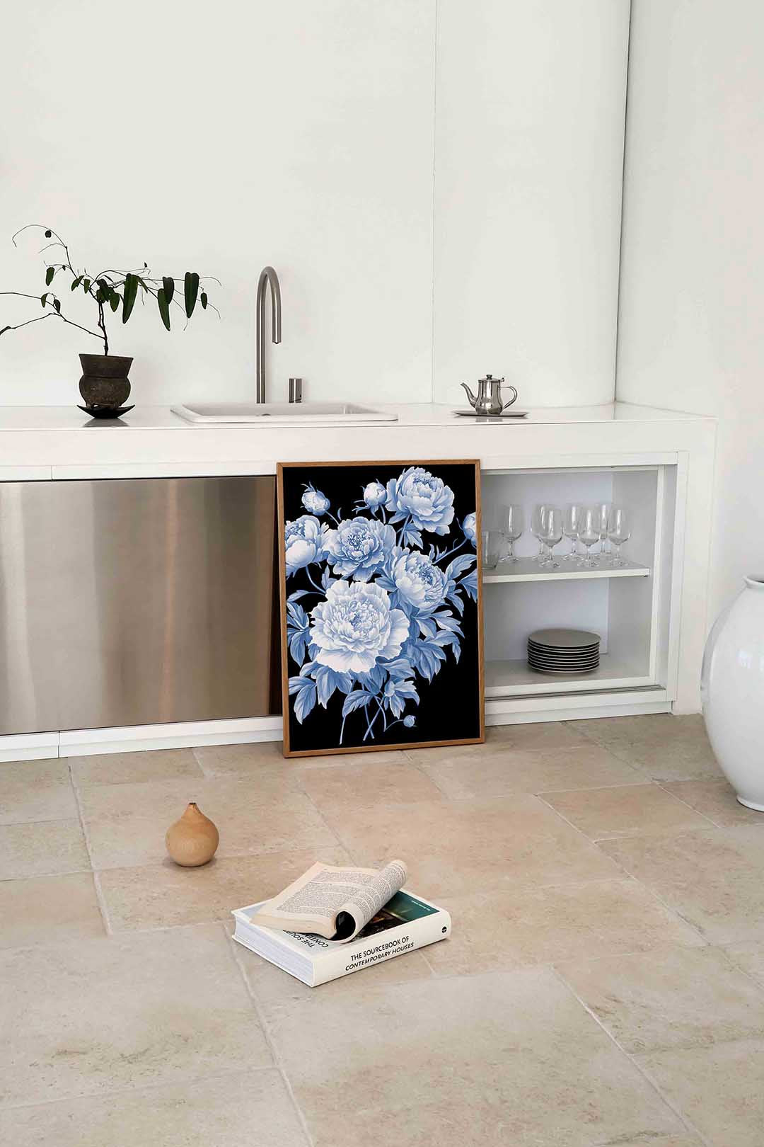 Blauwe bloemen Poster