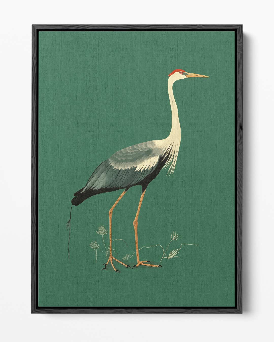 Elegante Kraanvogel Illustratie Kunstwerk-canvas-dibond-plexiglas-wanddecoratie-WallArtistic