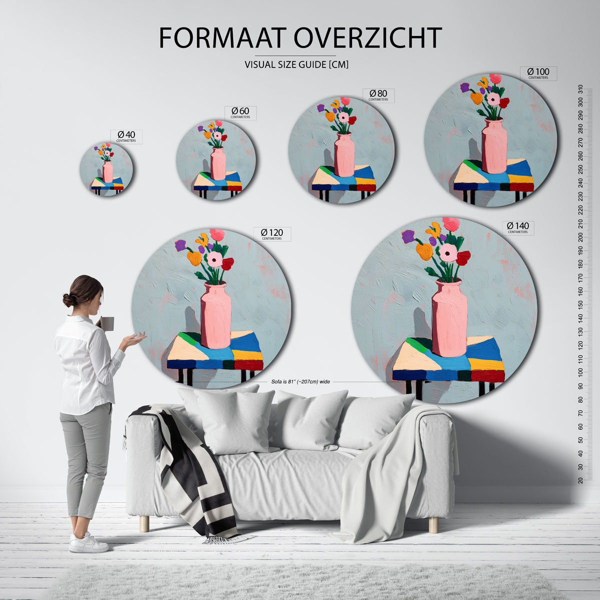 Bloemen in vaas Muurcirkel