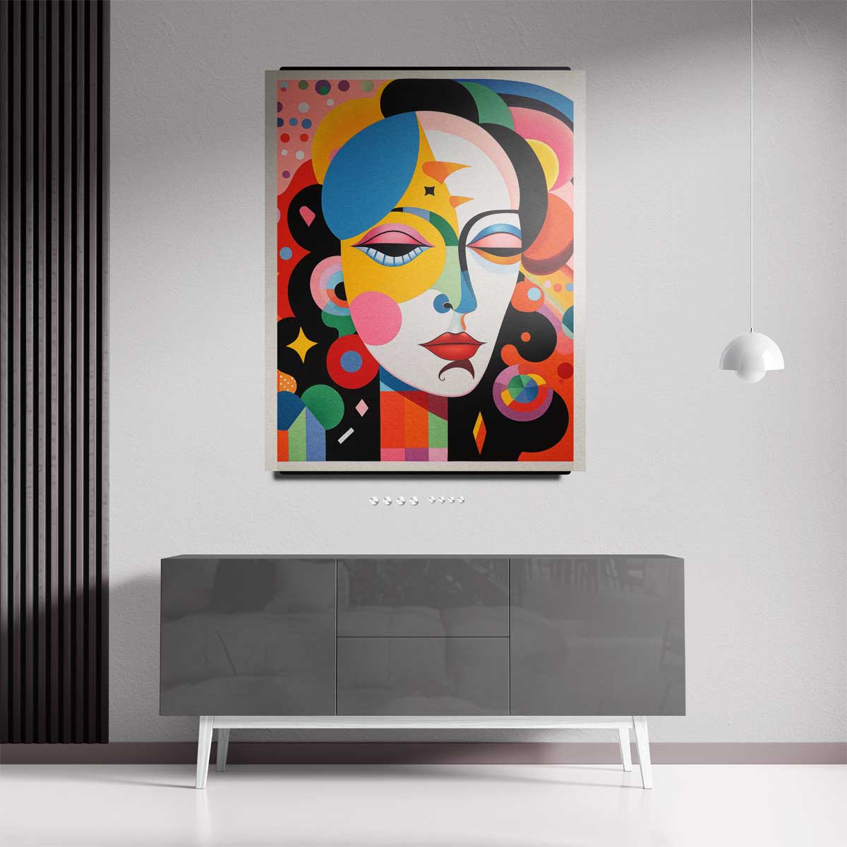 Kleurrijke Dromenportret Kunstwerk-canvas-dibond-plexiglas-wanddecoratie-WallArtistic