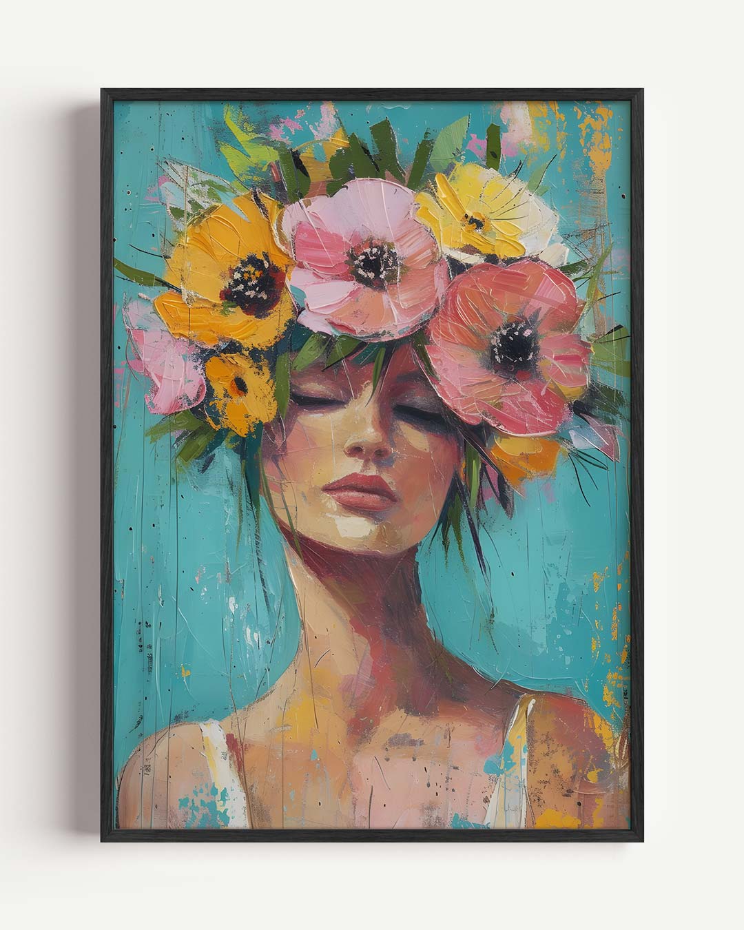 Bloemenkracht Vrouwelijke Portret Poster