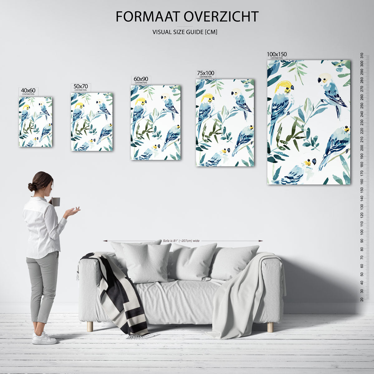 Vogels en bladeren Kunstwerk