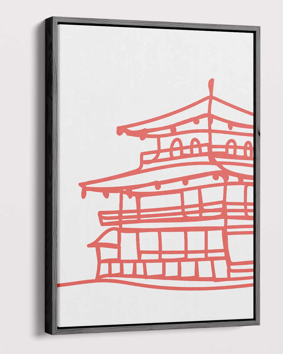 Rode Tempel Schets Kunstwerk-canvas-dibond-plexiglas-wanddecoratie-WallArtistic