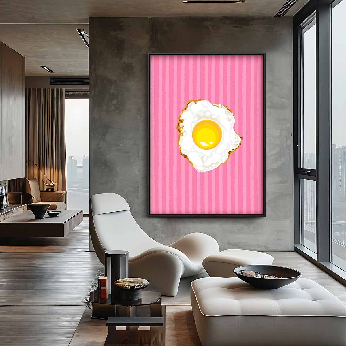 Knapperig Ei op Roze Kunstwerk-canvas-dibond-plexiglas-wanddecoratie-WallArtistic