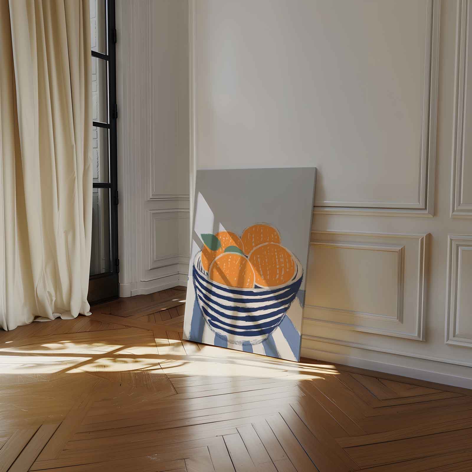 Zomerse Citrus in Streepjeskom Kunstwerk-canvas-dibond-plexiglas-wanddecoratie-WallArtistic