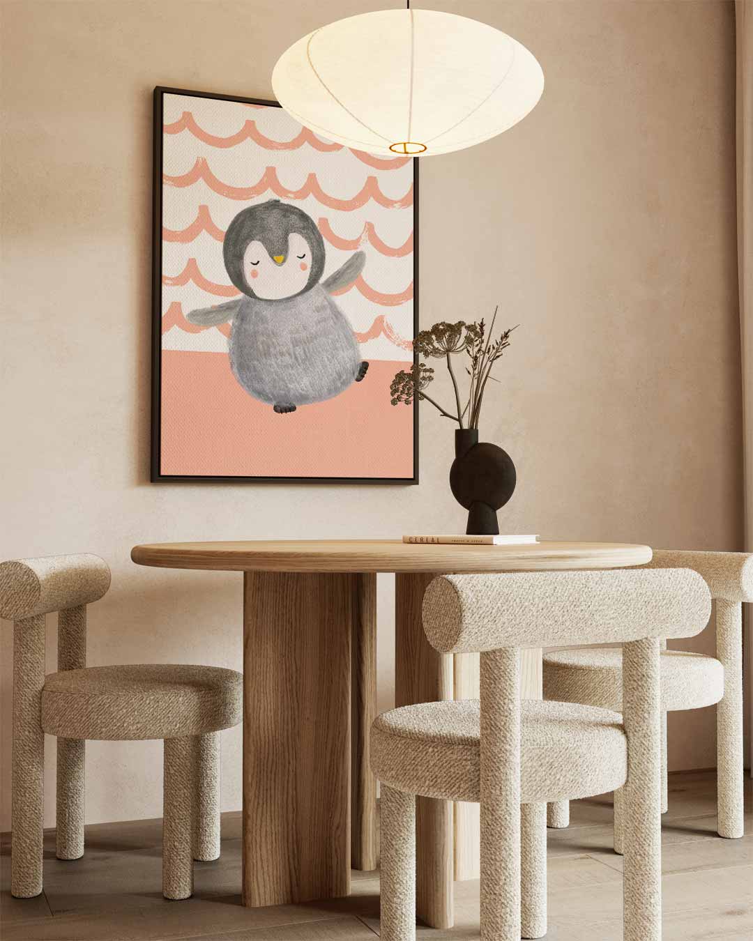 Dromerige Pinguïn Knuffelposter Kunstwerk-canvas-dibond-plexiglas-wanddecoratie-WallArtistic