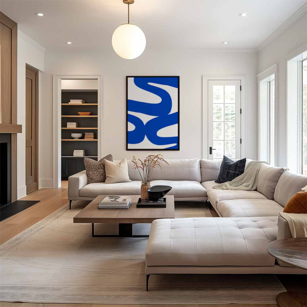 Dans van de Blauwe Lijnen Kunstwerk-canvas-dibond-plexiglas-wanddecoratie-WallArtistic
