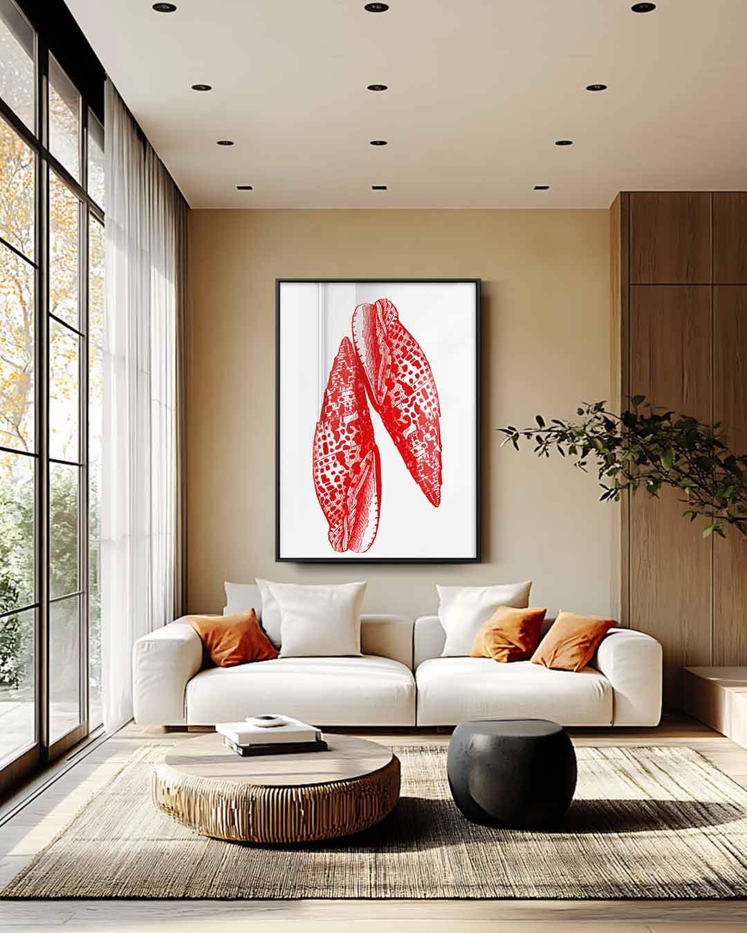 Rode Zee Schelpenprint Kunstwerk-canvas-dibond-plexiglas-wanddecoratie-WallArtistic