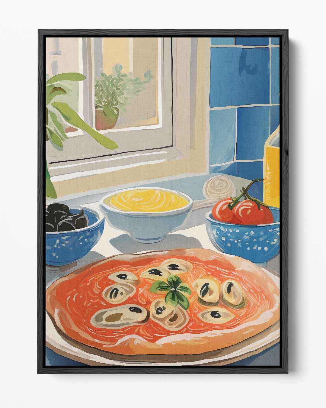 Pizza aan het Raam Kunstwerk-canvas-dibond-plexiglas-wanddecoratie-WallArtistic