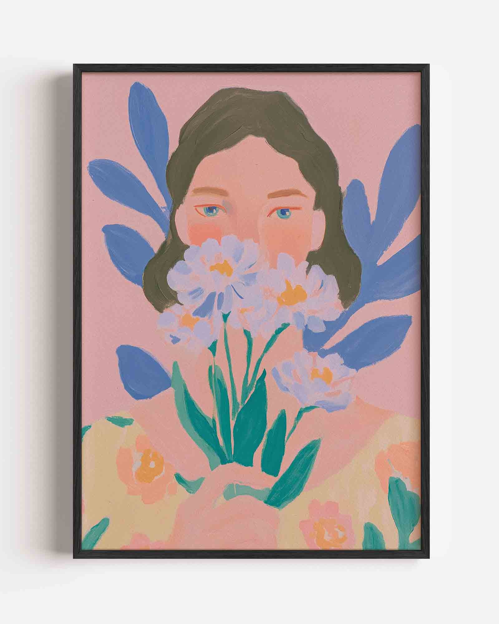 Vrouw met bloemen Poster