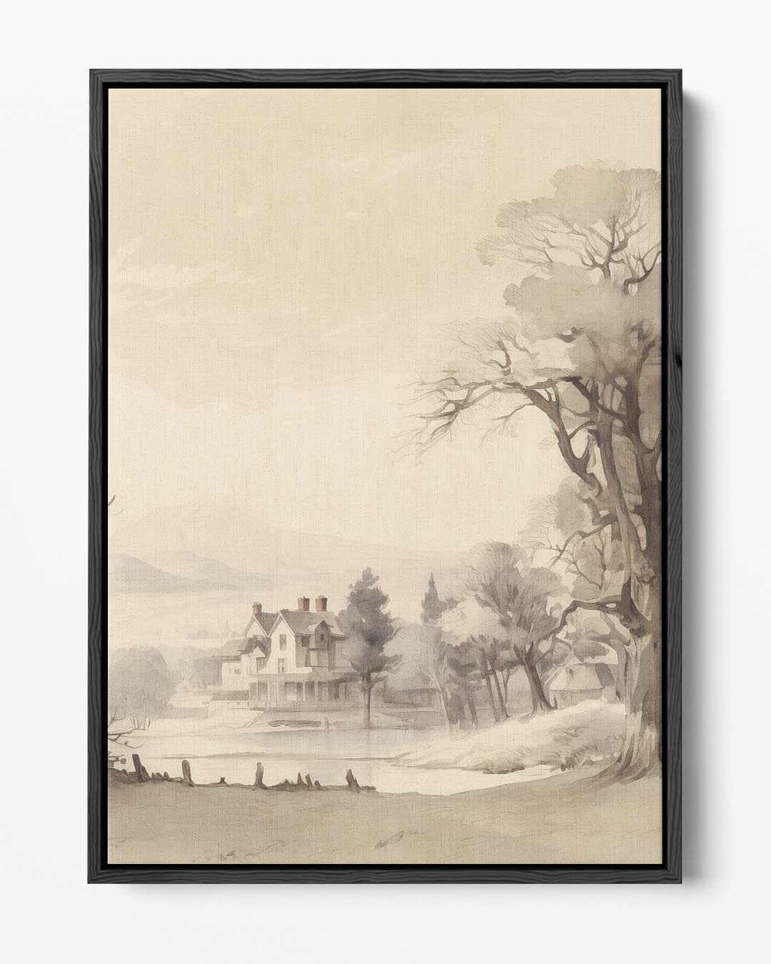 Rustiek Landschap met Landhuis Kunstwerk-canvas-dibond-plexiglas-wanddecoratie-WallArtistic