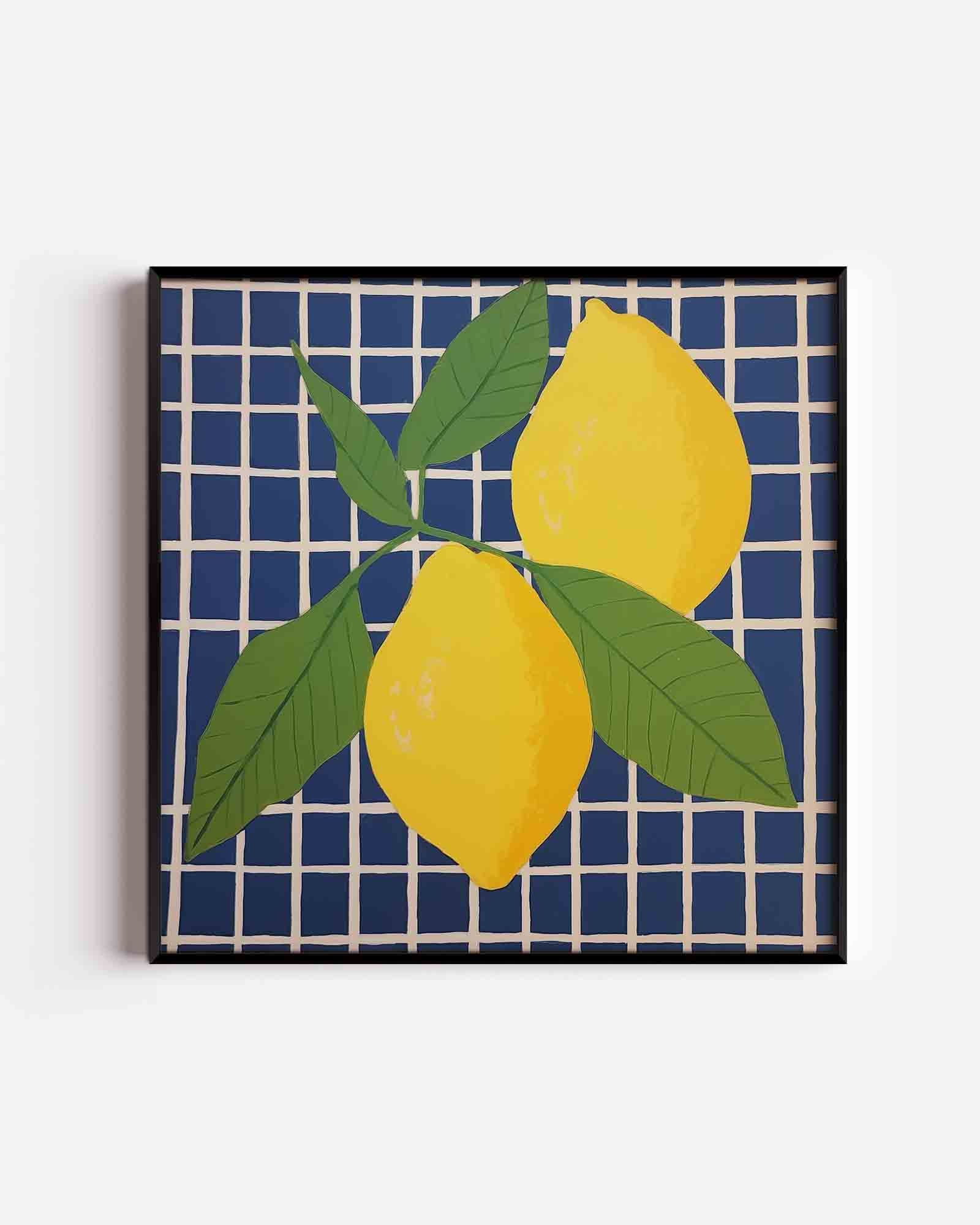 Citroenen op blauw Poster