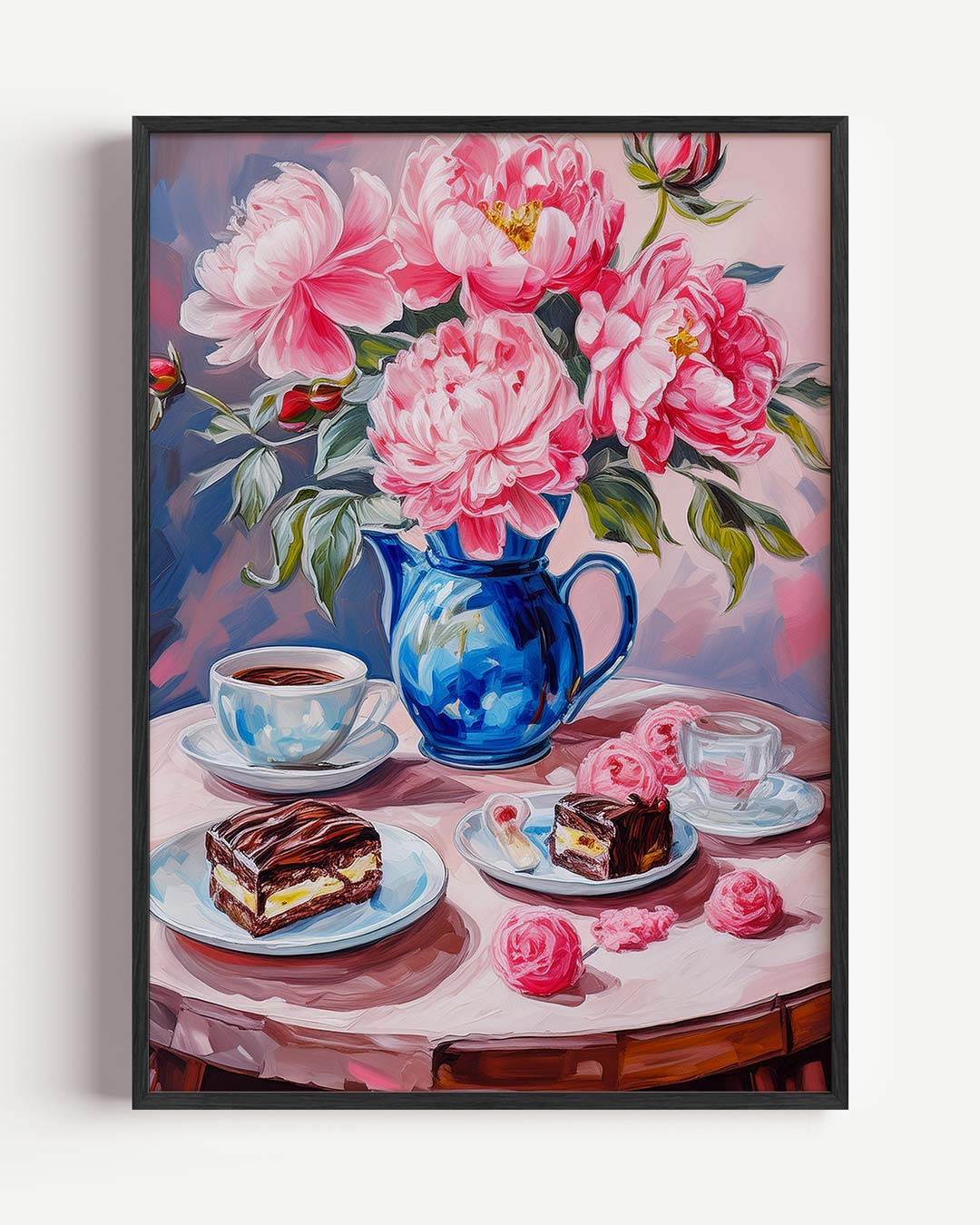 Romantische Bloemen en Dessert Poster