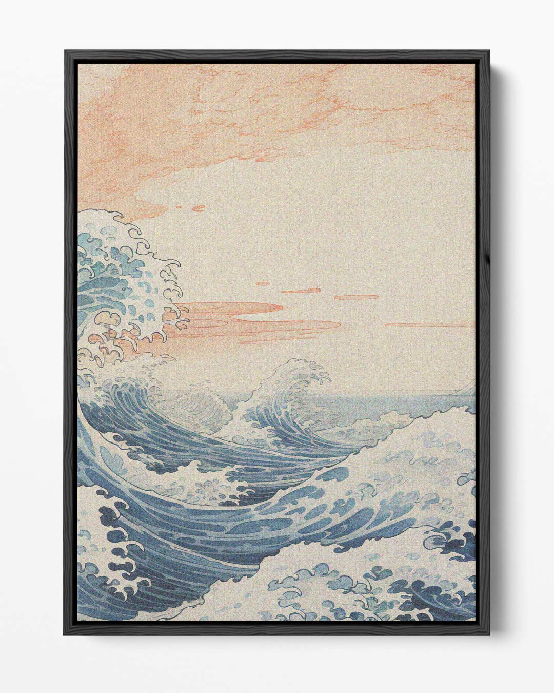 Dynamische Zeegolven Onder een Perzikkleurige Hemel Kunstwerk-canvas-dibond-plexiglas-wanddecoratie-WallArtistic