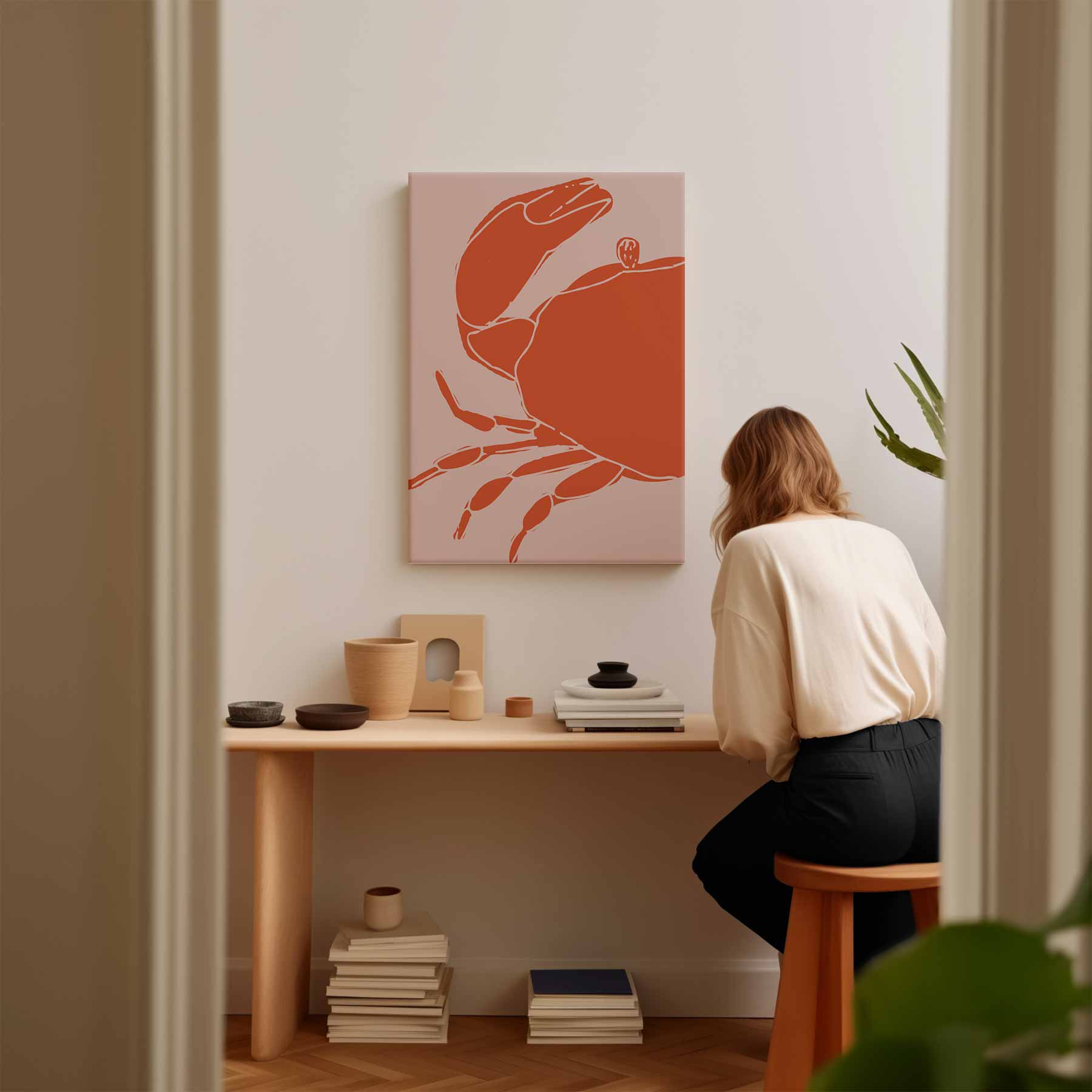 Moderne Krabsilhouet Kunstwerk-canvas-dibond-plexiglas-wanddecoratie-WallArtistic