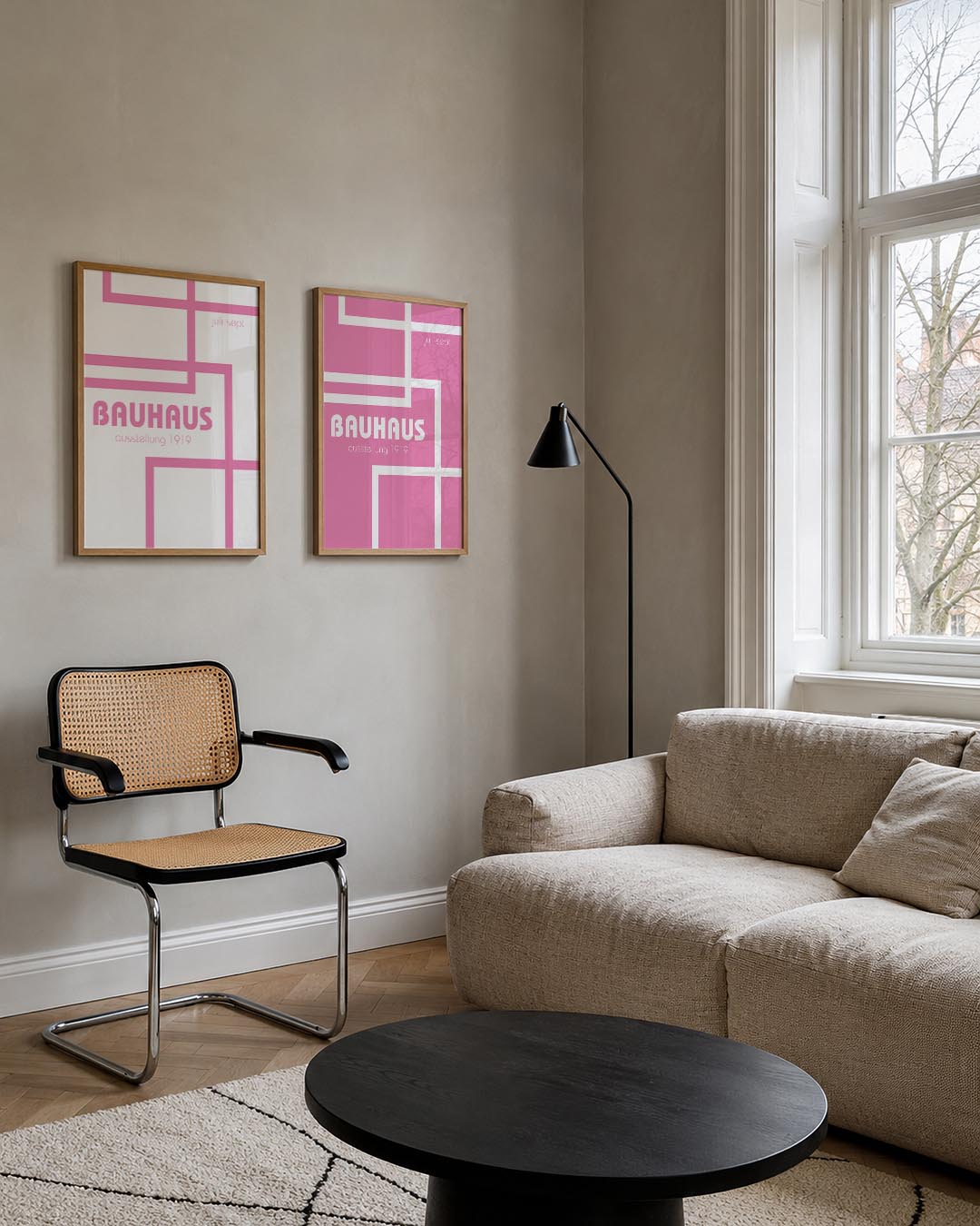 Roze lijnenspel Posterset