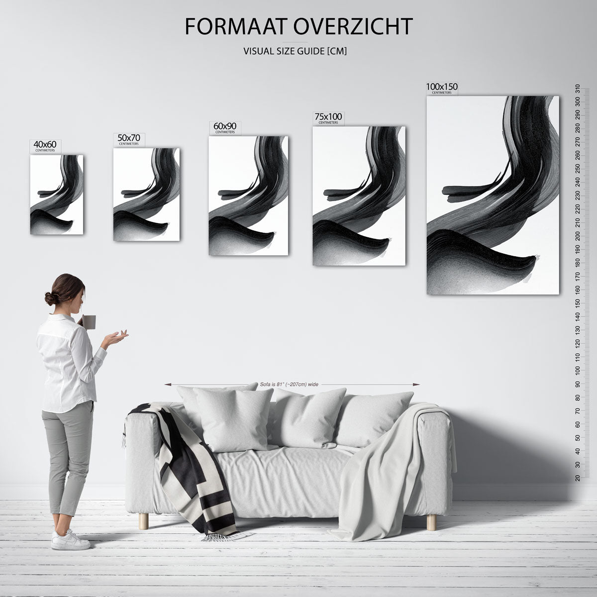 Dynamische zwarte golven Kunstwerk