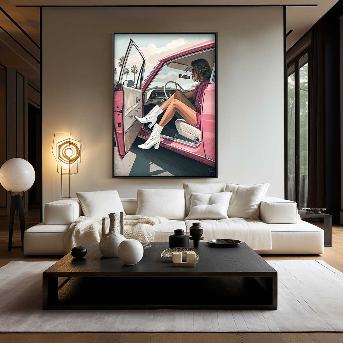 Retro Zomer Roadtrip Kunstwerk-canvas-dibond-plexiglas-wanddecoratie-WallArtistic