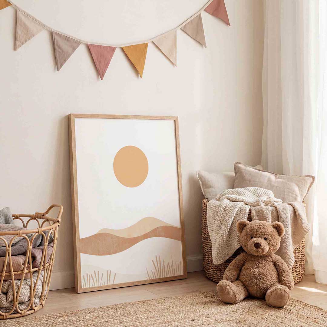 Zon en heuvels Poster