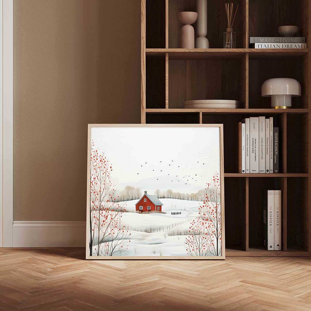 Landschap met rode schuur Poster