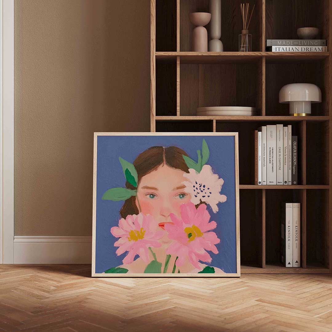 Bloemen en vrouw Poster