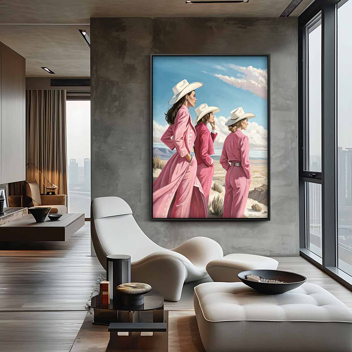 Western Dames in Stijl Kunstwerk-canvas-dibond-plexiglas-wanddecoratie-WallArtistic