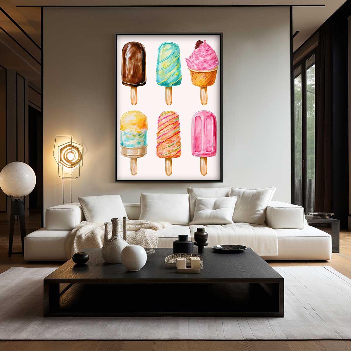 Kleurige IJsjes Illustratie Kunstwerk-canvas-dibond-plexiglas-wanddecoratie-WallArtistic