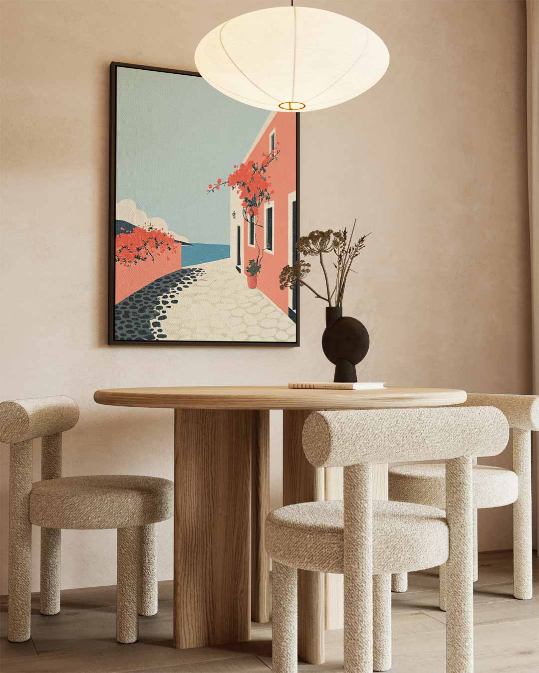 Zonnige Mediterrane Straat Kunstwerk-canvas-dibond-plexiglas-wanddecoratie-WallArtistic