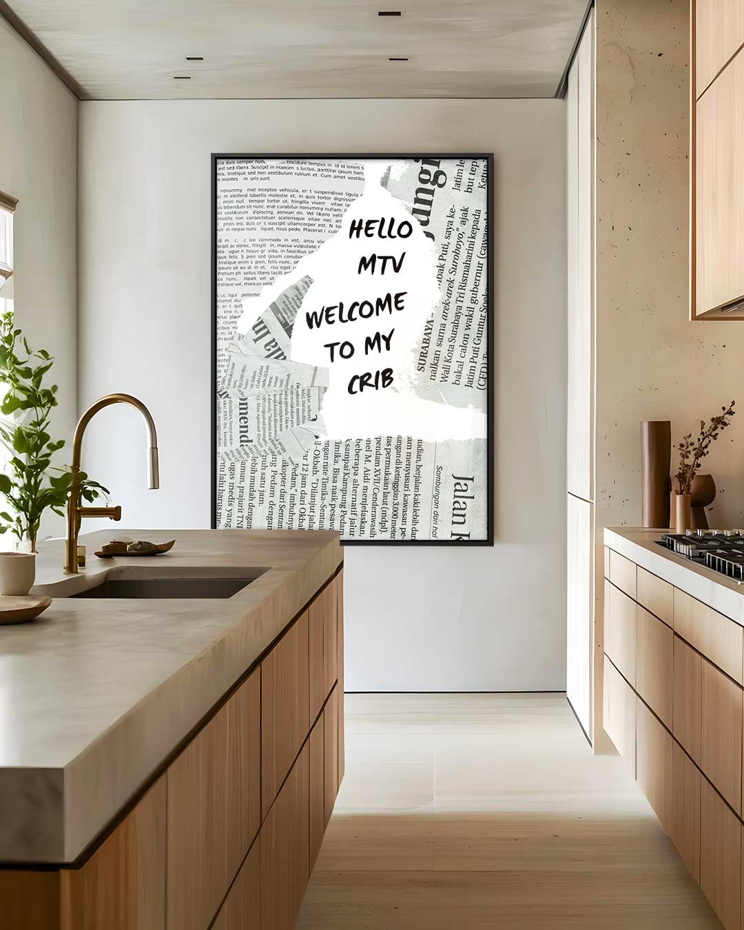 Grappige Krant Collage MTV Quote Kunstwerk-canvas-dibond-plexiglas-wanddecoratie-WallArtistic