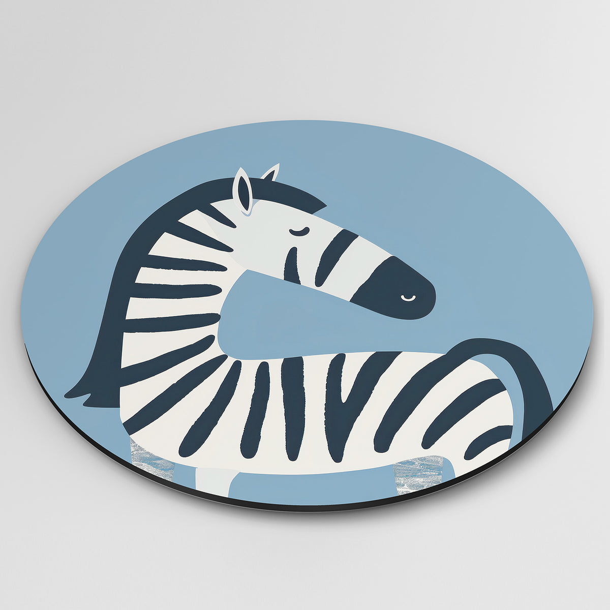 Zebra op blauwe achtergrond Muurcirkel