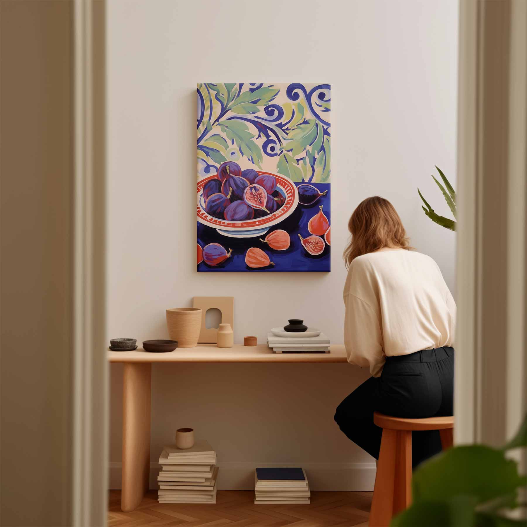 Kleurrijk Stilleven met Vijgen Kunstwerk-canvas-dibond-plexiglas-wanddecoratie-WallArtistic